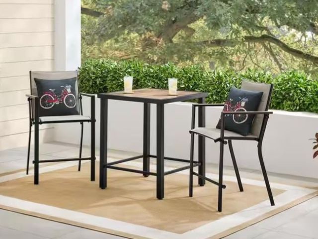 Lot 96-211177 - StyleWell Longview 3-Piece Metal Outdoor Counter Height Dining Set New MSRP $349