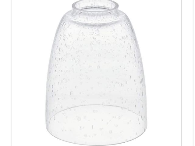 Lot 96-164500 - 7.32 in. Clear Seeded Glass Oval Pendant Lamp Shade 2.25 in. Lip Fitter New
