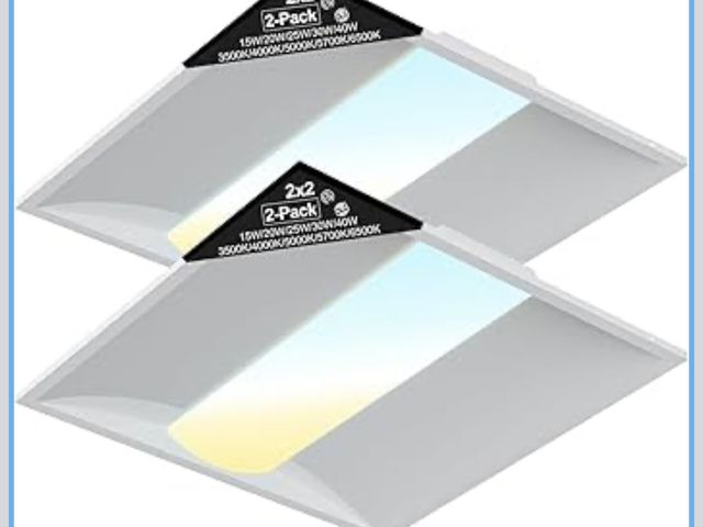 Lot 96-177068 - 2x2 LED Troffer Light, 2 Pack, 15W-40W 5 Wattage Selectable, 5CCT 3500K-6500K, 0-10V Dimmable Center...