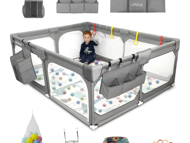 Lot 96-181606 - Baby Playpen with Mat 75"*59", Extra Large Playpen for Babies and Toddlers with Storage Bag, BPA-Fre...