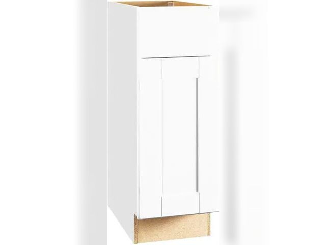 Lot 96-145293 - Hampton BayShaker 12 in. W x 24 in. D x 34.5 in. H Assembled Base Kitchen Cabinet in Satin White wit...