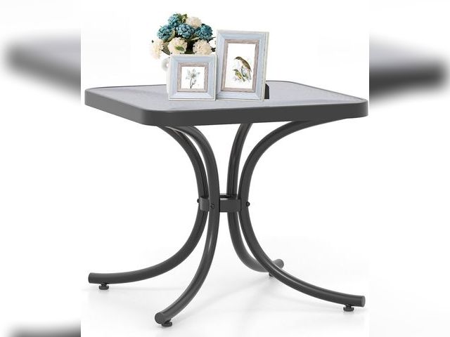 Lot 96-227941 - 2 pack Metal Patio Side Table, Outdoor End Table with 20" Tempered Glass Top, Metal Frame, Small Squ...