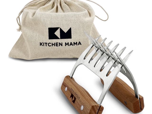 Lot 96-233336 - Kitchen Mama Meat Claws, Stainless Steel with Wooden Handle, 1 Pair New