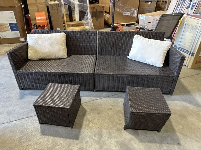 Lot 96-172694 - Patio Couch with 2 ottomans. No bottom cushions, see photos. Unused