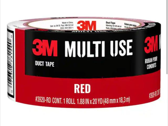 Lot 96-180303 - 3M 1.88 in. x 20 Yds. Multi-Use Red Colored Duct Tape (1 Roll) New