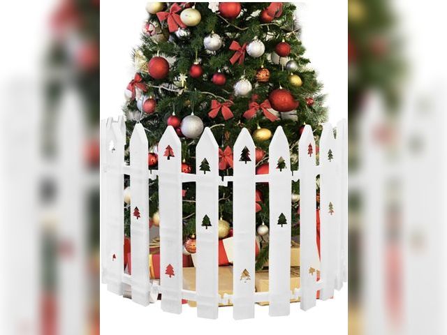 Lot 96-194597 - Box of 20-16" Extra Tall Fence for Christmas Tree, White Picket Fence Gate Barrier with Tree Pattern...