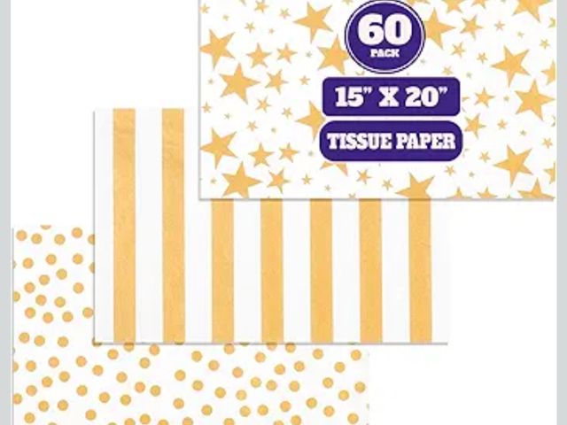 Lot 96-193287 - 5 packs ofPurple Papers 3 Designs| 20 Sheets x 3| 60 Sheets Gold White Metallic Tissue Paper, 15x20 ...