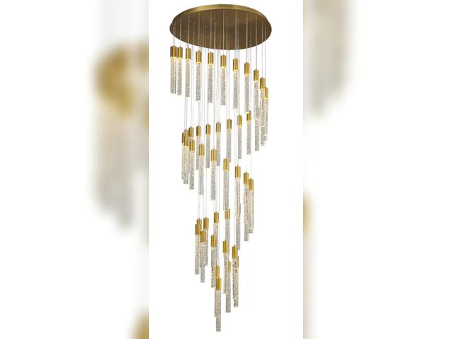 Lot 96-175799 - 36-Light Luxury Gold Crystal Chandelier, 208" Extra Long Pendant Light with Remote Dimming &amp; Adj...