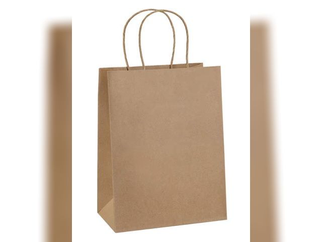 Lot 96-186631 - BagDream Gift Bags 8x4.25x10.5 100Pcs Brown Paper Gift Bags with Handles Bulk for Wedding, Party Fav...