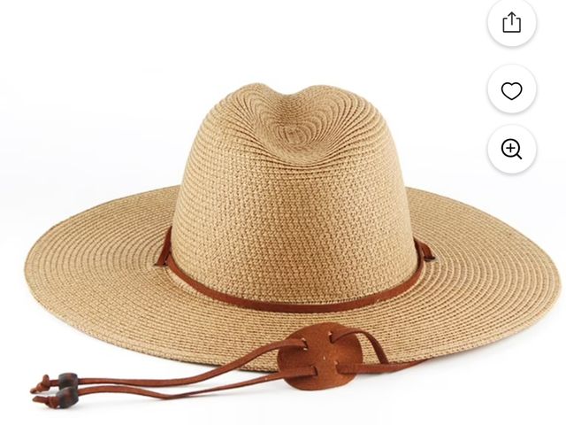 Lot 96-170490 - Stylish Woven Straw Panama Hat Windproof Chin Cord Sun Protective Wide Brims Hat for Him and Her Bea...