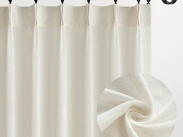 Lot 96-212208 - Topfinel Natural Pinch Pleated Linen Curtains 84 Inch Length 2 Panels for Bedroom Living Room Textur...