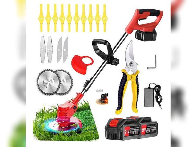 Lot 96-164017 - Weed Wacker, 21V 2000 mAh Cordless Weed Wacker,Electric Weed Eater Adjustable Height and Swivel Blad...