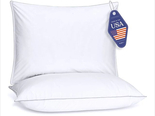 Lot 96-165695 - FluffCo Down Alternative Pillows Standard/Queen Size Set of 2 - Queen Bed Pillows for Sleeping - Mad...