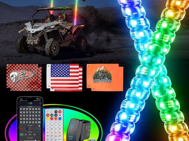 Lot 96-164478 - 2PCS 5FT Whip Lights for UTV ATV with DIY Length, Tripled Brighter Led Whip Light W/Rocker Switch &a...