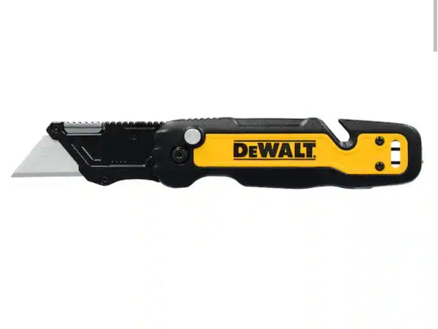 Lot 96-181835 - DEWALT Push and Flip Folding Lock-Back Utility Knife with Blade Storage New