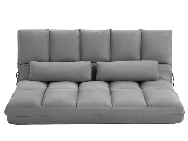 Lot 96-159394 - HOMCOM Convertible Floor Sofa Chair, Folding Couch Bed, Guest Chaise Lounge with 2 Pillows, Adjustab...