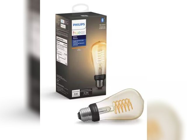 Lot 96-164823 - 2 Pack Philips Hue 40-Watt Equivalent ST19 Smart LED Vintage Edison Soft White (2100K) with Bluetoot...