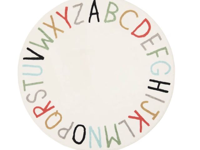 Lot 96-181570 - Topotdor Rainbow Round Kids Play Rug Alphabet Nursery Area Rug Extra Large Soft Crawling Play Mat fo...