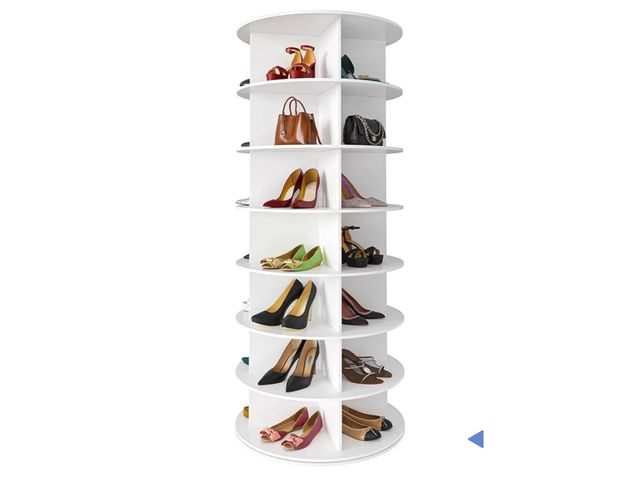 Lot 96-173647 - SpaceAid 7 Tier Rotating Shoe Rack Tower, Spinning Shoe Display Lazy Susan, Revolving 360 Shoe Rack ...