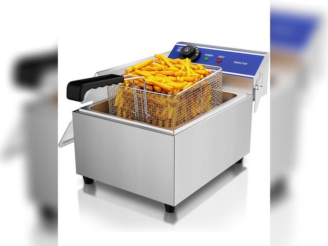 Lot 96-179257 - DULONG Commercial Electric Deep Fryer,10.57/10L Countertop Stainless Steel Deep Fryer with Basket,15...