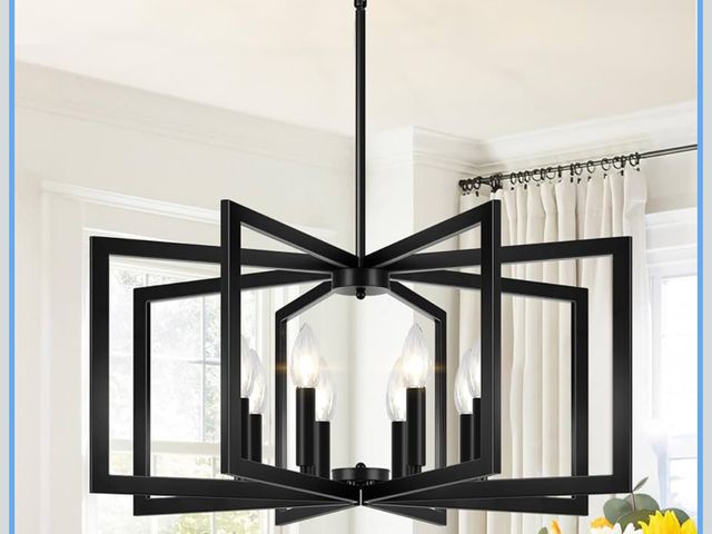 Lot 96-181466 - 28" Modern Matte Black Chandelier for Dining Room, No Assembly Required Black Dining Room Light Fixt...