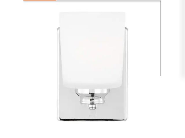 Lot 96-211582 - Generation Lighting Vinton 5 in. 1-Light Chrome Bathroom Vanity Light with Etched White Glass Shade ...