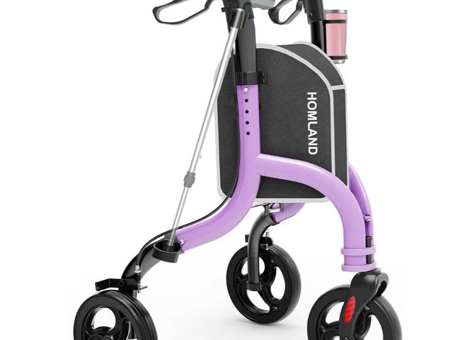 Lot 96-178875 - HOMLAND 3 Wheel Walkers for Seniors, Foldable Wheeled Rollator with Cane Hold and Cup Hold, Lightwei...