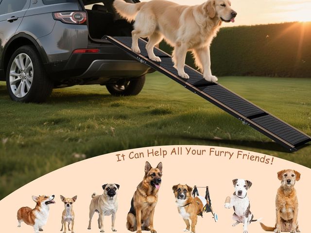 Lot 96-187653 - Wide Folding Dog Ramp for Car, SUV &amp; Truck – Portable Pet Ramp with Non-Slip Surface, Extra Wide...