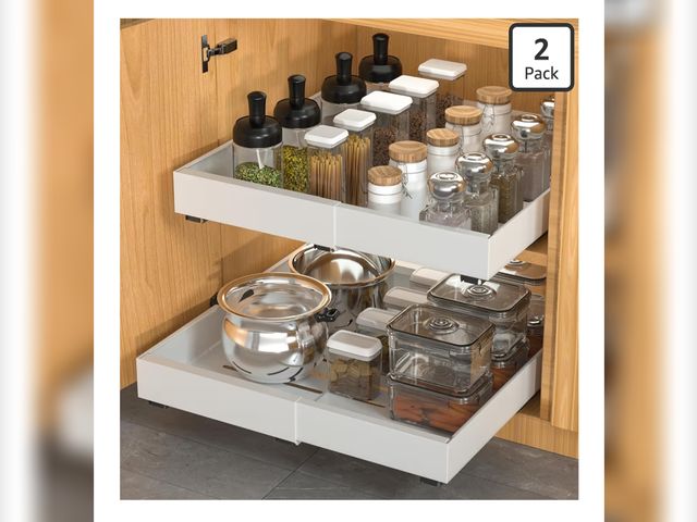 Lot 96-194824 - DEKAVA 2 Pack Pull Out Cabinet Organizer Expandable, Adhesive with Nano Film, Pull Out Drawers for C...