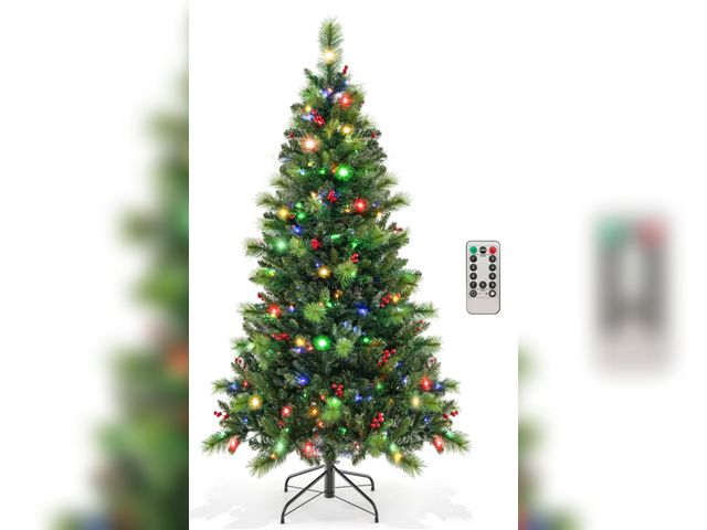 Lot 96-192231 - Costway 6FT Pre-Lit Artificial Christmas Tree 9 Lighting Modes with 300 LED Lights &amp; Timer
New