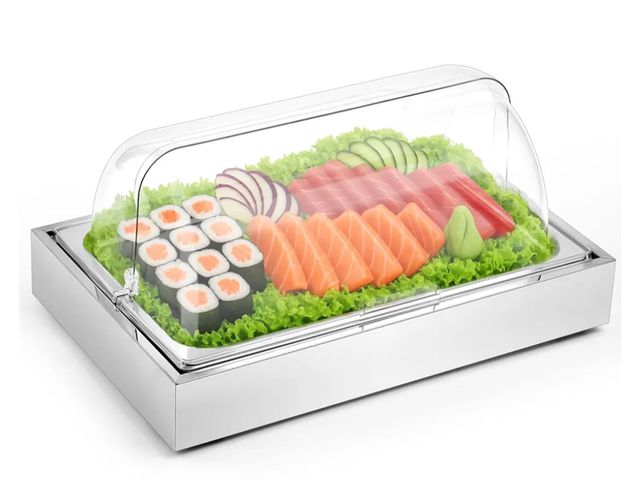 Lot 96-175128 - Uiifan Ice Food Serving Display Tray with Clear Cover Buffet Cold Food Buffet Server Countertop Cold...