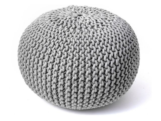 Lot 96-188931 - Nuloom Knitted Cotton Ling Contemporary Pouf, Gray 20"x14" New