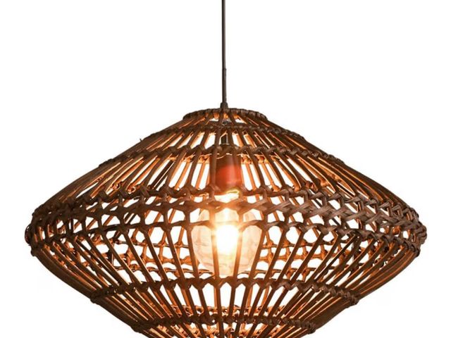 Lot 96-177232 - Wicker Rattan Ceiling Hanging Light Rustic Pendant Light Industrial Suspension Lighting for Barn Hal...