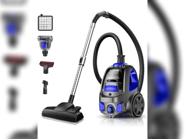 Lot 96-175875 - Canister Vacuum Cleaner, 32Kpa 1600W Cyclon Power Bagless Canister Vacuum Cleaners for Home, 3.7QT L...