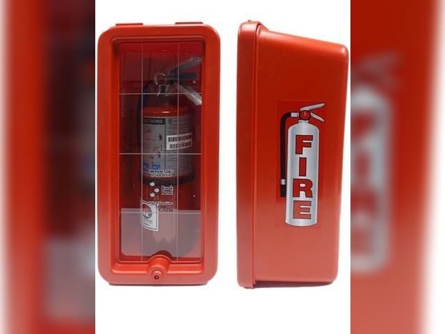 Lot 96-190370 - Cato 10551-H Red Plastic Chief Fire Extinguisher Cabinet for 2-1/2 or 5 lb. Extinguisher, with Hamme...