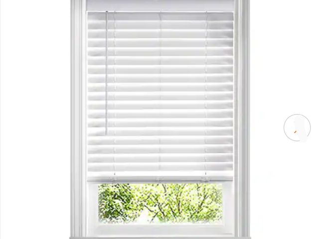 Lot 96-232467 - Home Decorators Collection White Cordless Faux Wood Blinds for Windows with 2 in. Slats - 21.5 in. W...
