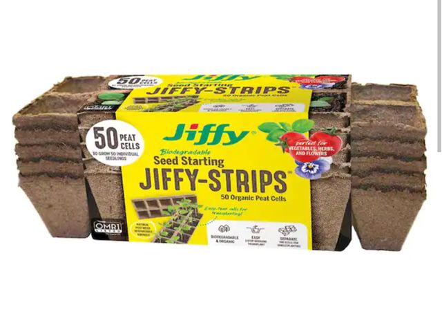 Lot 96-180055 - Jiffy Peat Strips Seed Starter Kit - 50 Pots New