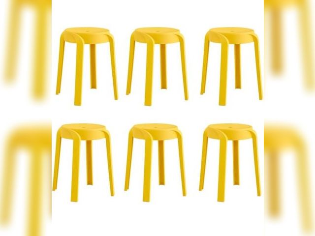 Lot 96-176761 - 18 Inch Plastic Stack Stool, Portable Round Stackable Chair (Set of 6) for Students, Indoor, Outdoor...