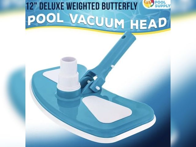 Lot 96-230692 - U.S. Pool Supply 12" Deluxe Weighted Butterfly Pool Vacuum Head, Swivel Hose Connection, Pole Handle...