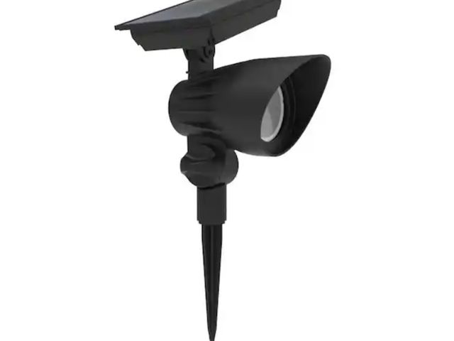 Lot 96-227767 - Hampton Bay 120 Lumen Black LED Weather Resistant Outdoor Landscape Solar Spotlight with Color Chang...