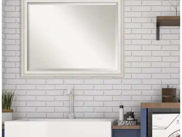 Lot 96-188877 - Amanti Art
(Brand Rating: 4.5/5)
Medium Rectangle Trio White Wash Silver Beveled Glass Casual Mirror...