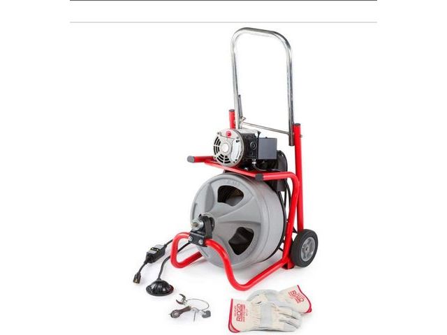 Lot 96-191399 - Rigid K-400 Drain Cleaning Snake
Auger 120-Volt Drum Machine with C-32IW 3/8 in. x 75 ft. Cable + 4-...