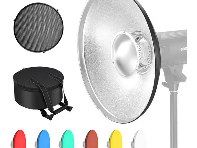Lot 96-180483 - Soonpho 16inch/42cm Silver Beauty Dish Standard Reflector with Honeycomb Grid,Six-Color Diffuser and...