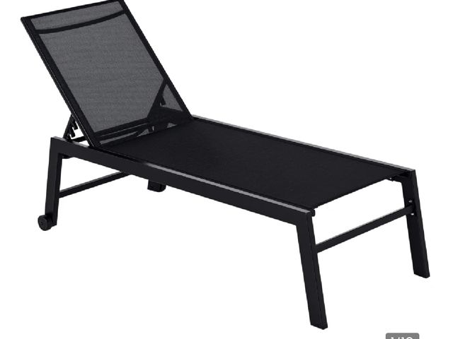 Lot 96-159651 - Outsunny Outdoor Chaise Lounge with Wheels, Five Position Recliner for Sunbathing, Suntanning, Steel...