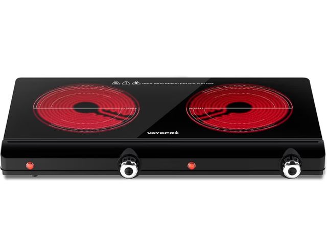 Lot 96-175694 - Infrared Double Burner Electric Cooktop - 1800W Portable Stove, Heat-up In Seconds, Countertop Cookt...