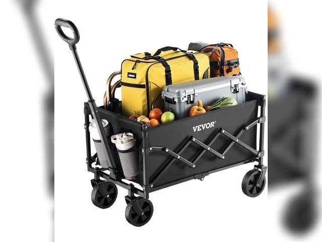 Lot 96-227623 - VEVOR Collapsible Folding Wagon with Wheels, Wagons Carts Foldable with 225lbs Capacity, Lightweight...