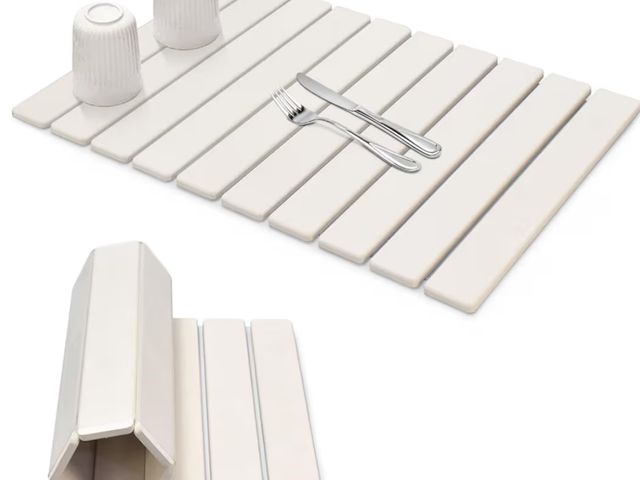 Lot 96-194251 - Large Stone Dish Drying Mats for Kitchen Counter, 24"(L)×16"(W) Quick Dry Collapsible Dish Drying Ma...