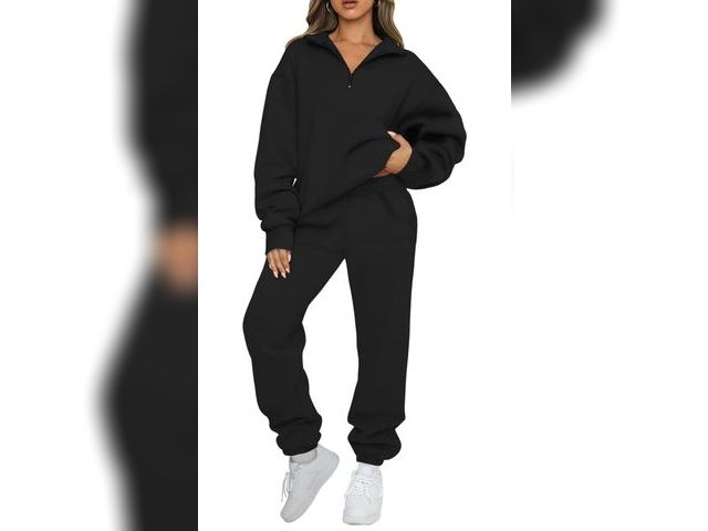 Lot 96-191306 - AUTOMET Women's Sweatsuits 2 Piece Outfits Lounge Sets Long Sleeve Half Zip Pullover and Baggy Sweat...