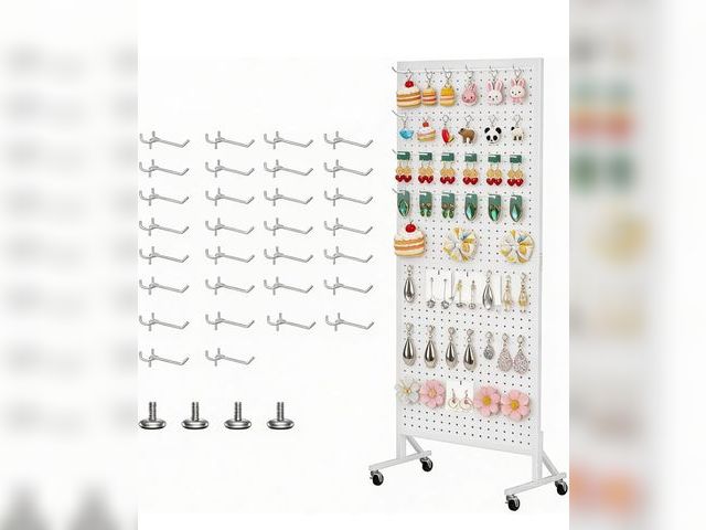 Lot 96-211794 - Peg Board Display Stand 24" X70” Metal Pegboard on Wheels Heavy Duty Standing Rack Organizer Panels ...