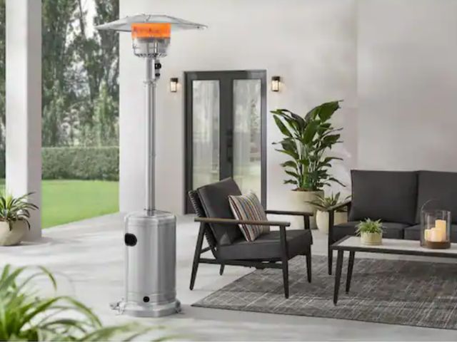 Lot 96-189933 - Hampton Bay
48000 BTU Stainless Steel Propane Standing Patio Heater with Wheels
New 
Msrp $159.00